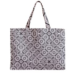 Black And White Baroque Ornate Print Pattern Zipper Mini Tote Bag by dflcprintsclothing