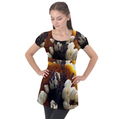 Tulips 1 2 Puff Sleeve Tunic Top by bestdesignintheworld
