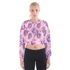 Brush Flowers Cropped Sweatshirt by fabqa