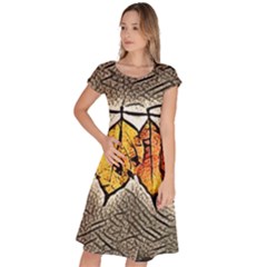 Dried Leaves In Black  Classic Short Sleeve Dress by MijizaCreations