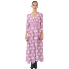 Kawaii Cannabis  Button Up Boho Maxi Dress by thethiiird