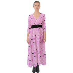 Spooky Pastel Goth  Button Up Boho Maxi Dress by thethiiird