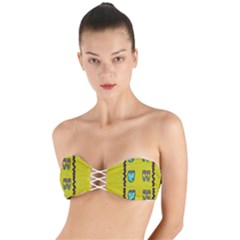 Peace People Hippie Friends And Free Living Fauna Twist Bandeau Bikini Top by pepitasart