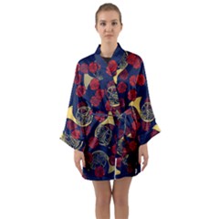 Roses French Horn  Long Sleeve Satin Kimono by BubbSnugg