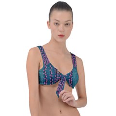 Japanese Sakura Blossoms On The Mountain Front Tie Bikini Top by pepitasart