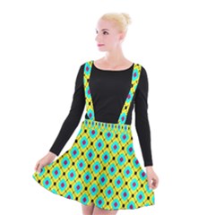 Pattern Tiles Square Design Modern Suspender Skater Skirt by Vaneshart