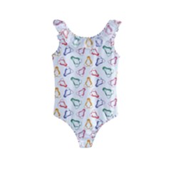 Linux Kernel Penguin Pattern Logo Kids  Frill Swimsuit by Vaneshart