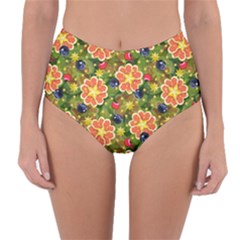 Fruit Star Blueberry Cherry Leaf Reversible High-waist Bikini Bottoms by Vaneshart