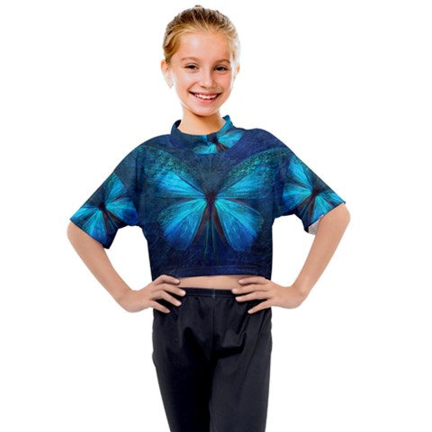 Animal Butterfly Insect Kids Mock Neck Tee by Vaneshart