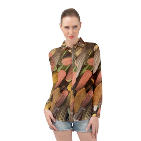 Texture Background Art Structure Long Sleeve Chiffon Shirt by Vaneshart