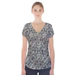 Urban Art Textured Print Pattern Short Sleeve Front Detail Top by dflcprintsclothing