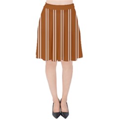 Nice Stripes - Burnt Orange Velvet High Waist Skirt by FashionBoulevard