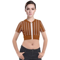 Nice Stripes - Burnt Orange Short Sleeve Cropped Jacket by FashionBoulevard