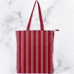 Nice Stripes - Carmine Red Double Zip Up Tote Bag by FashionBoulevard