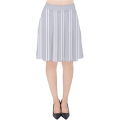 Nice Stripes - Cloudy Grey Velvet High Waist Skirt by FashionBoulevard