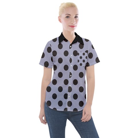 Silver Grey Black Women s Short Sleeve Pocket Shirt by FashionBoulevard