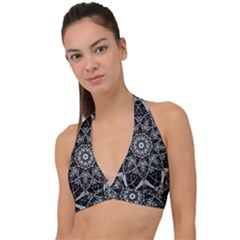 Black And White Pattern Halter Plunge Bikini Top by Sobalvarro