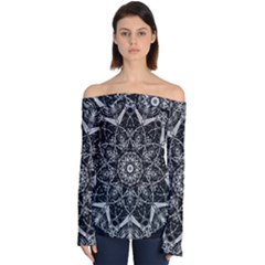 Black And White Pattern Off Shoulder Long Sleeve Top by Sobalvarro
