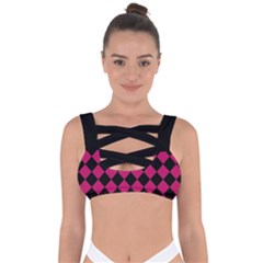 Block Fiesta Black And Peacock Pink Bandaged Up Bikini Top by FashionBoulevard