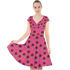 Rose In Mexican Pink Cap Sleeve Front Wrap Midi Dress by snowwhitegirl