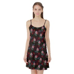 Dark Floral Butterfly Burgundy Satin Night Slip by snowwhitegirl