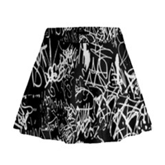 Graffiti Abstract Collage Print Pattern Mini Flare Skirt by dflcprintsclothing