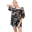 Graffiti Abstract Collage Print Pattern Oversized Chiffon Top View1
