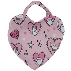 Cartoon Cute Valentines Day Doodle Heart Love Flower Seamless Pattern Vector Giant Heart Shaped Tote by Vaneshart
