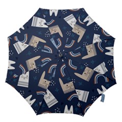 Colorful Cute Cats Seamless Pattern Hook Handle Umbrellas (medium) by Vaneshart
