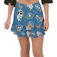 Seamless Pattern Funny Astronaut Outer Space Transportation Fishtail Mini Chiffon Skirt by Vaneshart