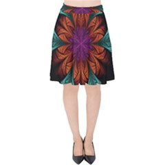 Fractal Flower Fantasy Floral Velvet High Waist Skirt by Wegoenart