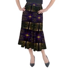 Fractal Fantasy Design Texture Midi Mermaid Skirt by Wegoenart