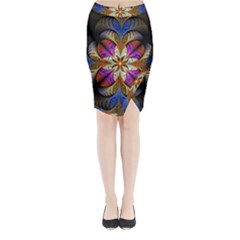 Fractal Flower Fantasy Pattern Midi Wrap Pencil Skirt by Wegoenart