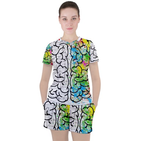 Brain Mind Psychology Idea Drawing Women s Tee And Shorts Set by Wegoenart