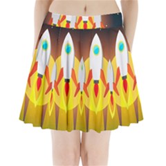 Rocket Take Off Missiles Cosmos Pleated Mini Skirt by Wegoenart