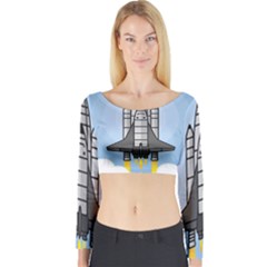 Rocket Shuttle Spaceship Science Long Sleeve Crop Top by Wegoenart