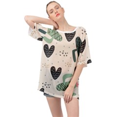 Cute Cactus Plants Seamless Pattern With Children Drawing Baby Kids Apparel Fashion Oversized Chiffon Top by Nexatart