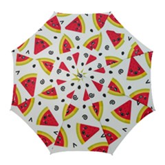 Cute Smiling Watermelon Seamless Pattern White Background Golf Umbrellas by Nexatart