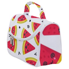 Cute Smiling Watermelon Seamless Pattern White Background Satchel Handbag by Nexatart