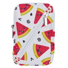 Cute Smiling Watermelon Seamless Pattern White Background Belt Pouch Bag (large) by Nexatart