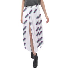 Japan Cherry Blossoms On White Velour Split Maxi Skirt by pepitasart