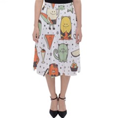 Funny Seamless Pattern With Cartoon Monsters Personage Colorful Hand Drawn Characters Unusual Creatu Classic Midi Skirt by Nexatart