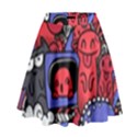 Abstract Grunge Urban Pattern With Monster Character Super Drawing Graffiti Style Vector Illustratio High Waist Skirt View1
