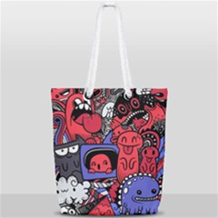 Abstract Grunge Urban Pattern With Monster Character Super Drawing Graffiti Style Vector Illustratio Full Print Rope Handle Tote (small) by Nexatart
