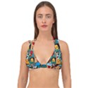 Abstract Grunge Urban Pattern With Monster Character Super Drawing Graffiti Style Double Strap Halter Bikini Top View1