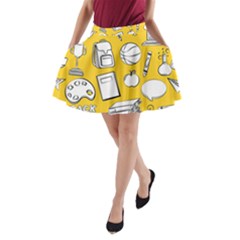 Pattern With Basketball Apple Paint Back School Illustration A-line Pocket Skirt by Nexatart