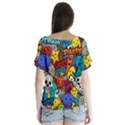 Graffiti Characters Seamless Pattern V-Neck Flutter Sleeve Top View2