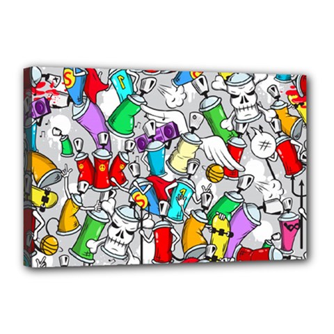 Graffiti Characters Seamless Pattern Canvas 18  X 12  (stretched) by Nexatart