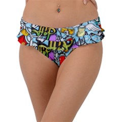 Graffiti Characters Seamless Patternm Frill Bikini Bottom by Nexatart