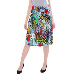 Graffiti Characters Seamless Patternm Midi Beach Skirt by Nexatart